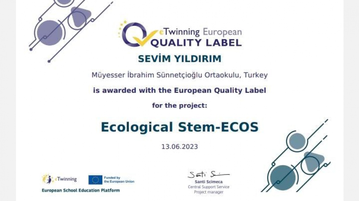 Ecological Stem-ECOS Kalite Etiketini Aldık